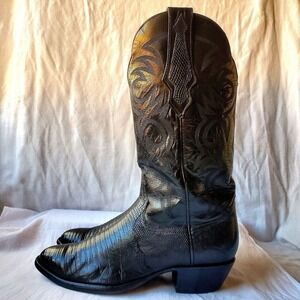 Osuna Men's Teju Lizard Leather Cowboy Western Boots Black Size 8.5 D USA